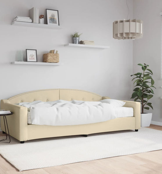 Tagesbett mit Matratze Creme 100x200 cm Stoff