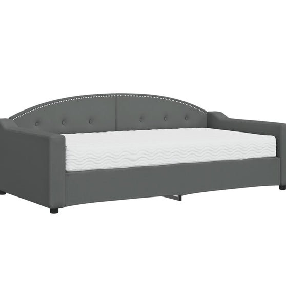 Tagesbett mit Matratze Dunkelgrau 90x190 cm Stoff