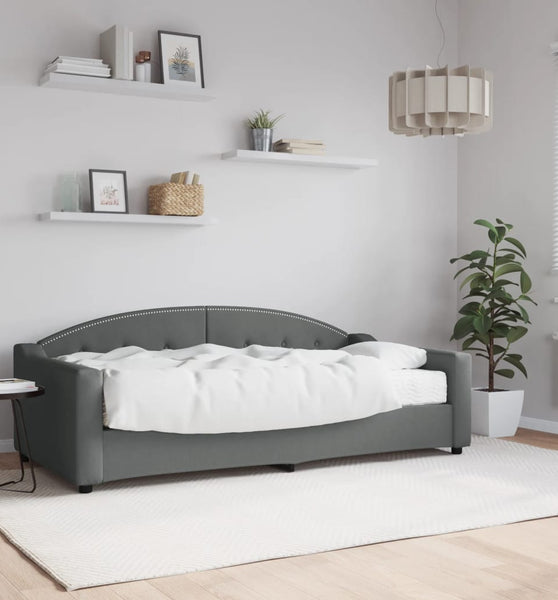 Tagesbett mit Matratze Dunkelgrau 90x190 cm Stoff
