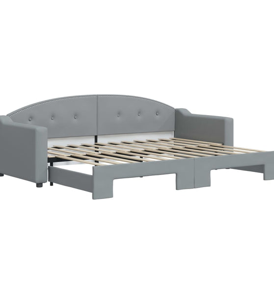 Tagesbett Ausziehbar Hellgrau 80x200 cm Stoff