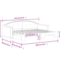 Tagesbett Ausziehbar Hellgrau 80x200 cm Stoff