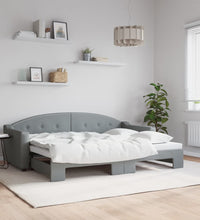 Tagesbett Ausziehbar Hellgrau 80x200 cm Stoff