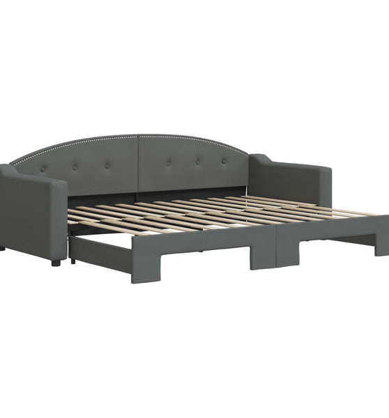 Tagesbett Ausziehbar Dunkelgrau 80x200 cm Stoff