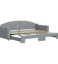 Tagesbett Ausziehbar Hellgrau 90x200 cm Stoff