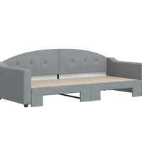 Tagesbett Ausziehbar Hellgrau 90x200 cm Stoff