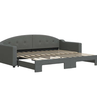 Tagesbett Ausziehbar Dunkelgrau 90x200 cm Stoff