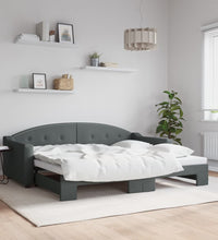 Tagesbett Ausziehbar Dunkelgrau 90x200 cm Stoff