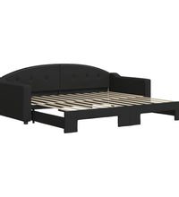 Tagesbett Ausziehbar Schwarz 90x200 cm Stoff