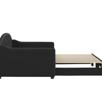 Tagesbett Ausziehbar Schwarz 90x200 cm Stoff