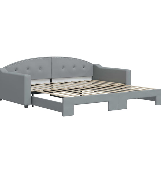 Tagesbett Ausziehbar Hellgrau 100x200 cm Stoff