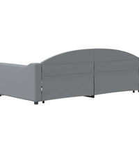 Tagesbett Ausziehbar Hellgrau 100x200 cm Stoff
