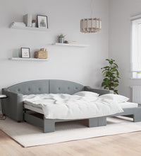 Tagesbett Ausziehbar Hellgrau 100x200 cm Stoff