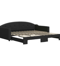 Tagesbett Ausziehbar Schwarz 100x200 cm Stoff