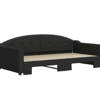 Tagesbett Ausziehbar Schwarz 100x200 cm Stoff