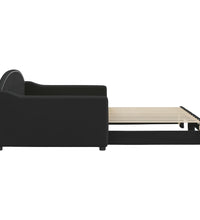 Tagesbett Ausziehbar Schwarz 100x200 cm Stoff