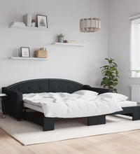 Tagesbett Ausziehbar Schwarz 100x200 cm Stoff