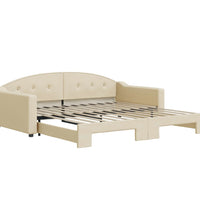 Tagesbett Ausziehbar Creme 100x200 cm Stoff
