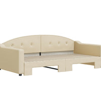 Tagesbett Ausziehbar Creme 100x200 cm Stoff