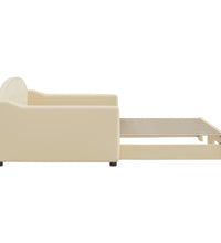 Tagesbett Ausziehbar Creme 100x200 cm Stoff