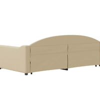 Tagesbett Ausziehbar Creme 100x200 cm Stoff