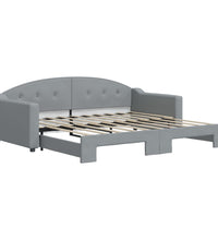 Tagesbett Ausziehbar Hellgrau 90x190 cm Stoff