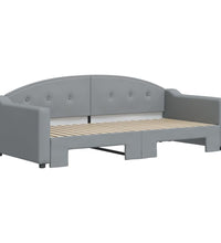 Tagesbett Ausziehbar Hellgrau 90x190 cm Stoff