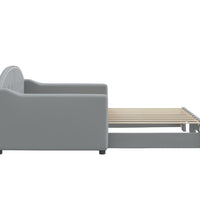 Tagesbett Ausziehbar Hellgrau 90x190 cm Stoff