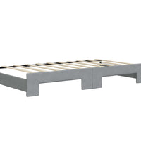 Tagesbett Ausziehbar Hellgrau 90x190 cm Stoff