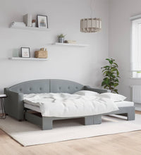 Tagesbett Ausziehbar Hellgrau 90x190 cm Stoff