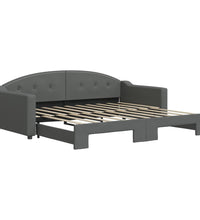 Tagesbett Ausziehbar Dunkelgrau 90x190 cm Stoff