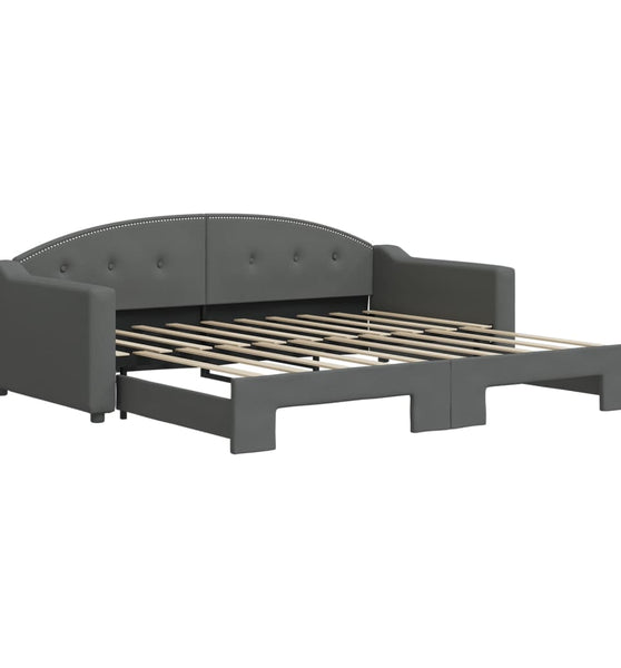 Tagesbett Ausziehbar Dunkelgrau 90x190 cm Stoff