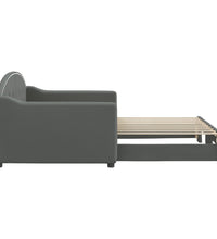 Tagesbett Ausziehbar Dunkelgrau 90x190 cm Stoff