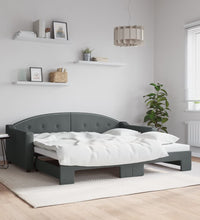 Tagesbett Ausziehbar Dunkelgrau 90x190 cm Stoff