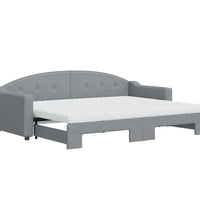 Tagesbett Ausziehbar mit Matratze Hellgrau 80x200 cm Stoff
