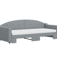 Tagesbett Ausziehbar mit Matratze Hellgrau 80x200 cm Stoff