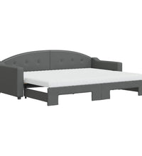 Tagesbett Ausziehbar mit Matratzen Dunkelgrau 80x200 cm Stoff