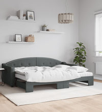 Tagesbett Ausziehbar mit Matratzen Dunkelgrau 80x200 cm Stoff