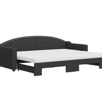Tagesbett Ausziehbar mit Matratzen Schwarz 80x200 cm Stoff