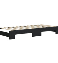 Tagesbett Ausziehbar mit Matratzen Schwarz 80x200 cm Stoff