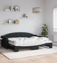Tagesbett Ausziehbar mit Matratzen Schwarz 80x200 cm Stoff
