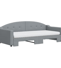 Tagesbett Ausziehbar mit Matratze Hellgrau 90x200 cm Stoff