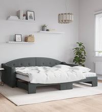 Tagesbett Ausziehbar mit Matratzen Dunkelgrau 90x200 cm Stoff