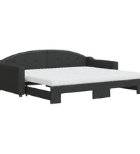 Tagesbett Ausziehbar mit Matratzen Schwarz 90x200 cm Stoff