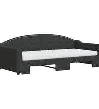 Tagesbett Ausziehbar mit Matratzen Schwarz 90x200 cm Stoff