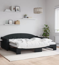 Tagesbett Ausziehbar mit Matratzen Schwarz 90x200 cm Stoff