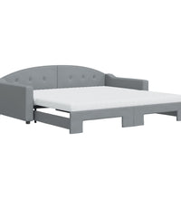 Tagesbett Ausziehbar mit Matratze Hellgrau 100x200 cm Stoff