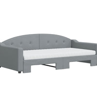 Tagesbett Ausziehbar mit Matratze Hellgrau 100x200 cm Stoff