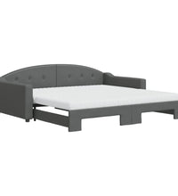 Tagesbett Ausziehbar mit Matratzen Dunkelgrau 100x200 cm Stoff