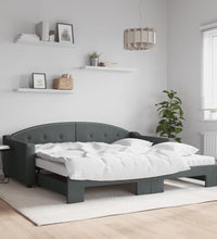 Tagesbett Ausziehbar mit Matratzen Dunkelgrau 100x200 cm Stoff