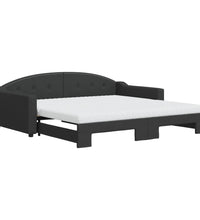 Tagesbett Ausziehbar mit Matratzen Schwarz 100x200 cm Stoff